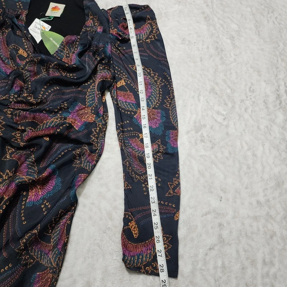 FARM Rio Sequin Toucans Mini Wrap Dress Sz S Black NWT Holiday Party Summer